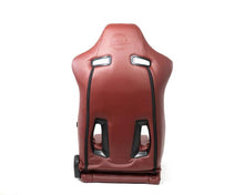 Load image into Gallery viewer, NRG Reclinable Sport Seats (Pair) The Arrow Maroon Vinyl w/ Pressed NRG logo w/ Maroon Stitch Reclineable Seats NRG
