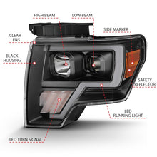 Load image into Gallery viewer, ANZO 2009-2014 Ford F-150 Projector Light Bar G4 H.L. Black Amber Headlights ANZO
