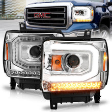 Load image into Gallery viewer, ANZO 2014-2015 Gmc Sierra 1500 Projector Headlights w/ Light Bar Chrome Housing (Halogen Type) Headlights ANZO
