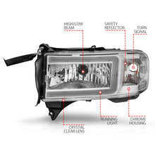 Load image into Gallery viewer, ANZO 94-02 Dodge RAM Crystal Headlight - w/ Light Bar Chrome Housing Headlights ANZO
