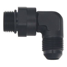 Load image into Gallery viewer, DeatschWerks 8AN ORB Male Swivel to 8AN Male Flare 90-Degree Fitting - Anodized Matte Black Fittings DeatschWerks
