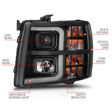 Load image into Gallery viewer, ANZO 2007-2013 Chevrolet Silverado 1500 Projector w/ Light Bar Black Housing w/ Sequential Headlights ANZO
