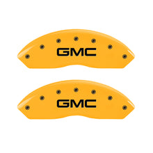 Load image into Gallery viewer, MGP 4 Caliper Covers Engraved Front &amp; Rear Denali Yellow finish black ch Caliper Covers MGP
