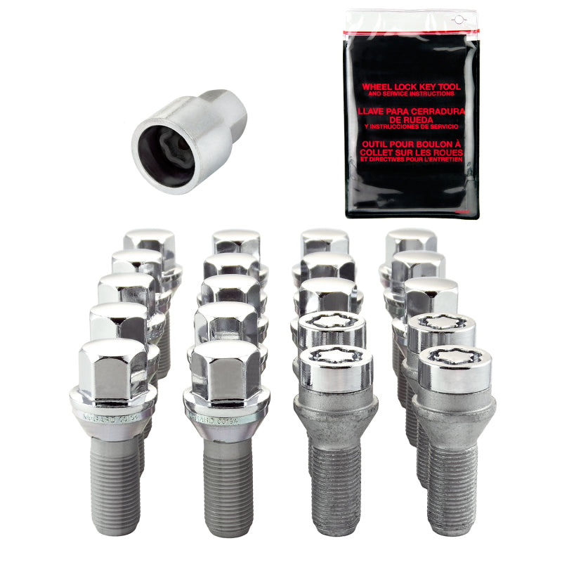 McGard 5 Lug Hex Install Kit w/Locks (Cone Seat Bolt) M14X1.25 / 17mm Hex / 27.5mm Shank L. - Chrome Wheel Bolts McGard