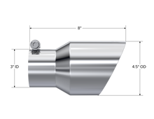 Load image into Gallery viewer, MBRP Universal Tip 4.5in O.D. Dual Wall Angled 3in inlet 8in length T304 Tips MBRP
