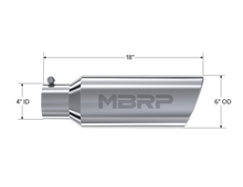 Load image into Gallery viewer, MBRP Universal Tip 6in OD Rolled End 4in Inlet 18in Length T304 Steel Tubing MBRP   
