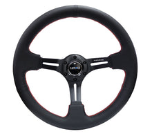 Load image into Gallery viewer, NRG Reinforced Steering Wheel (350mm / 3in. Deep) Black Leather/Red Stitch &amp; Blk 3-Spoke w/Slits Steering Wheels NRG
