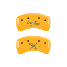 Load image into Gallery viewer, MGP 4 Caliper Covers Engraved Front Charger Rear RT Yellow Finish Black Char 2006 Dodge Charger Caliper Covers MGP
