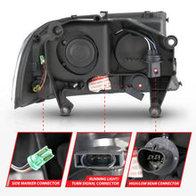 Load image into Gallery viewer, ANZO 97-04 Dodge Dakota/Durango Crystal headlight Set w/ Light Bar Black Housing Headlights ANZO
