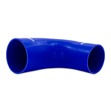 Load image into Gallery viewer, Mishimoto Silicone Reducer Coupler 90 Degree 3in to 4in - Blue Silicone Couplers &amp; Hoses Mishimoto
