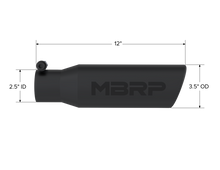 Load image into Gallery viewer, MBRP Universal Tip 3in O.D. Angled Rolled End 2 inlet 12 length - Black Finish Tips MBRP
