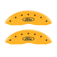 MGP 4 Caliper Covers Engraved Front & Rear Oval logo/Ford Yellow finish black ch Caliper Covers MGP