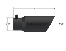 Load image into Gallery viewer, MBRP Universal Tip 4in OD 3in Inlet 10in Length Dual Wall Angled End Black Tips MBRP   
