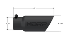 Load image into Gallery viewer, MBRP Universal Tip 4in OD 3in Inlet 10in Length Dual Wall Angled End Black Tips MBRP
