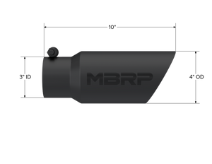 MBRP Universal Tip 4in OD 3in Inlet 10in Length Dual Wall Angled End Black Tips MBRP   