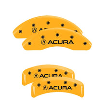 Load image into Gallery viewer, MGP 4 Caliper Covers Engraved Front &amp; Rear Acura Yellow Finish Black Char 2001 Acura TL Caliper Covers MGP
