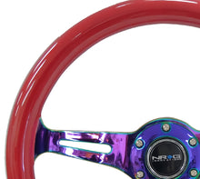 Load image into Gallery viewer, NRG Classic Wood Grain Steering Wheel (350mm) Red Grip w/Neochrome 3-Spoke Center Steering Wheels NRG
