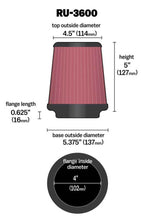 Load image into Gallery viewer, K&amp;N Universal Air Filter 4in Flange / 5-3/8 in Base / 4-1/2in Top / 5in Height Air Filters - Universal Fit K&amp;N Engineering   

