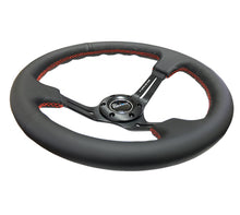 Load image into Gallery viewer, NRG Reinforced Steering Wheel (350mm / 3in. Deep) Black Leather/Red Stitch &amp; Blk 3-Spoke w/Slits Steering Wheels NRG
