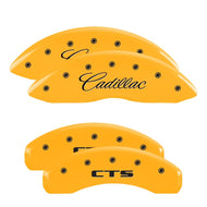 MGP 4 Caliper Covers Engraved F & R Cursive/Cadillac Yellow Finish Black Char 2010 Cadillac SRX Caliper Covers MGP