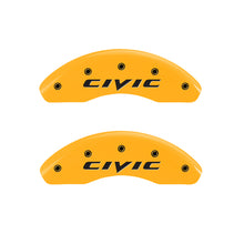 Load image into Gallery viewer, MGP Front set 2 Caliper Covers Engraved Front MGP Yellow finish black ch Caliper Covers MGP

