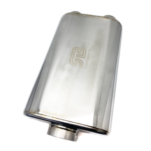 Load image into Gallery viewer, Stainless Bros 17in Overall Length 3in Thin Oval SS304 Muffler - 3in Offset In/Offset Out Muffler Stainless Bros
