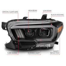 Load image into Gallery viewer, ANZO 2016-2017 Toyota Tacoma Projector Headlights w/ Plank Style Switchback Black w/ Amber Headlights ANZO
