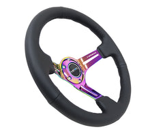 Load image into Gallery viewer, NRG Reinforced Steering Wheel (350mm / 3in. Deep) Blk Leather/Blk Stitch w/Neochrome Slits Steering Wheels NRG
