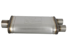 Load image into Gallery viewer, aFe MACHForce XP SS Muffler 3in Center Inlet / 2.5in Dual Outlets 18in L x 9in W x4in H Body Muffler aFe
