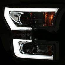 Load image into Gallery viewer, ANZO 2015-2016 Ford F-150 Projector Headlights w/ Plank Style Design Chrome w/ Amber Headlights ANZO
