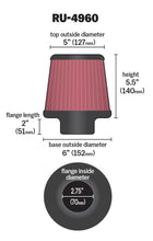 Load image into Gallery viewer, K&amp;N Filter Universal Rubber Filter 2 3/4 inch Flange 6 inch Base 5 inch Top 5 1/2 inch Height Air Filters - Universal Fit K&amp;N Engineering   
