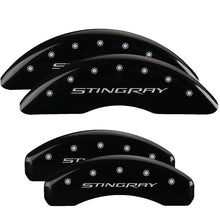 Load image into Gallery viewer, MGP 4 Caliper Covers Engraved Front &amp; Rear Stingray Black finish silver ch Caliper Covers MGP
