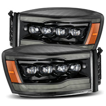 Load image into Gallery viewer, AlphaRex 06-08 Ram 1500HD NOVA LED Proj Headlights Plnk Style Alpha Blk w/Seq Signal/DRL/Amber LED Headlights AlphaRex
