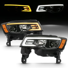 Load image into Gallery viewer, ANZO 2017-2018 Jeep Grand Cherokee Projector Headlights w/ Plank Style Switchback - Black w/ Amber Headlights ANZO
