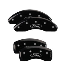Load image into Gallery viewer, MGP 4 Caliper Covers Engraved Front &amp; Rear Oval logo/Ford Black finish silver ch Caliper Covers MGP

