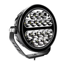 Load image into Gallery viewer, Go Rhino Xplor Blackout Series Round LED Driving Light w/DRL (Surface/Threaded Stud Mnt) 7in. - Blk Light Bars &amp; Cubes Go Rhino   
