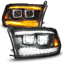 Load image into Gallery viewer, ANZO 09-18 Dodge Ram 1500/2500/3500 Full LED Proj Headlights w/Switchback Light Bar - Black Headlights ANZO
