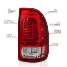 Load image into Gallery viewer, ANZO 1997-2004 Dodge Dakota LED Taillights Chrome Housing Red Lens Pair Tail Lights ANZO
