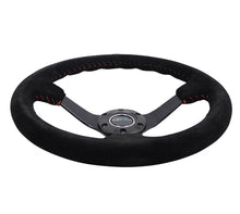 Load image into Gallery viewer, NRG Reinforced Steering Wheel (350mm / 3in. Deep) Blk Suede/Red BBall Stitch w/5mm Matte Blk Spokes Steering Wheels NRG
