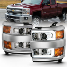Load image into Gallery viewer, ANZO 2015-2016 Chevrolet Silverado Projector Headlights w/ Plank Style Design Chrome w/ Amber Headlights ANZO
