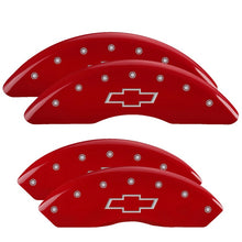 Load image into Gallery viewer, MGP 4 Caliper Covers Engraved Front &amp; Rear Bowtie Red finish silver ch Caliper Covers MGP
