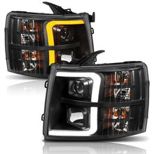 Load image into Gallery viewer, ANZO 07-13 Chevrolet Silverado 1500 Plank Style Projector Headlights Black w/ Amber Headlights ANZO
