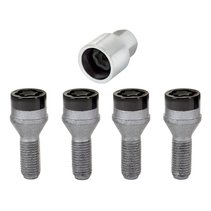 McGard Wheel Lock Bolt Set - 4pk. (Cone Seat) M12X1.25 / 19mm Hex / 25.6mm Shank Length - Black Wheel Bolts McGard