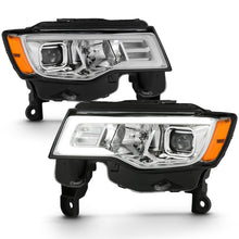 Load image into Gallery viewer, ANZO 2017-2018 Jeep Grand Cherokee Projector Headlights w/ Plank Style Switchback - Chrome w/ Amber Headlights ANZO
