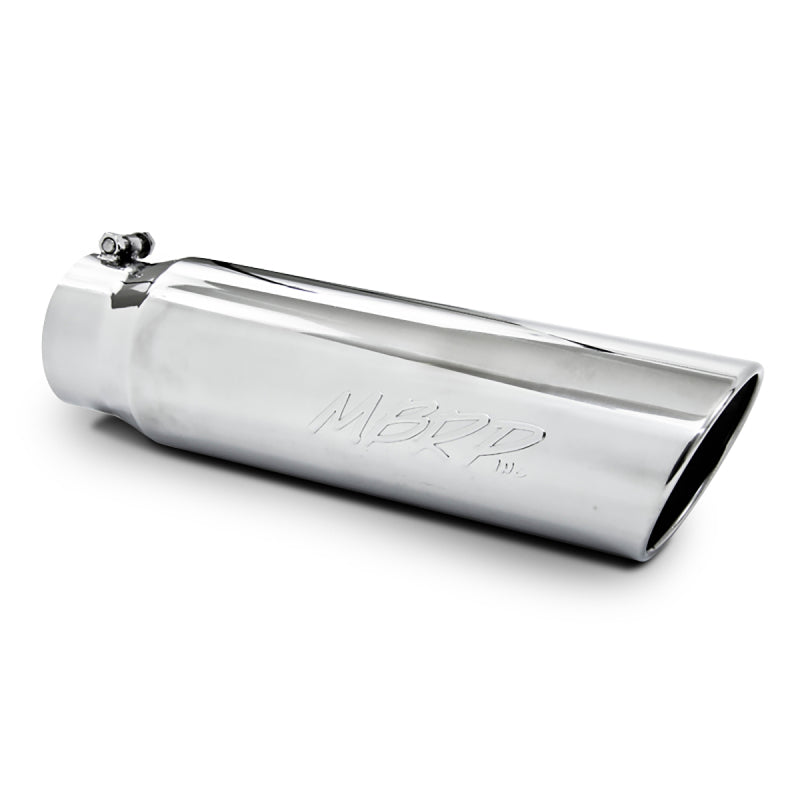 MBRP Universal 5in OD Angled Rolled End 4in Inlet 18in Lgth T304 Exhaust Tip Steel Tubing MBRP