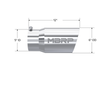 Load image into Gallery viewer, MBRP Universal Tip 6 O.D. Dual Wall Angled 5 inlet 12 length Steel Tubing MBRP
