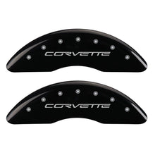 Load image into Gallery viewer, MGP 4 Caliper Covers Engraved Front &amp; Rear C6/Corvette Black finish silver ch Caliper Covers MGP
