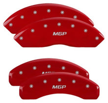 Load image into Gallery viewer, MGP 4 Caliper Covers Engraved Front &amp; Rear MGP Red Finish Silver Characters for 2019 Ford Ranger Caliper Covers MGP
