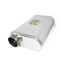 Load image into Gallery viewer, Stainless Bros 17in Overall Length 3in Thin Oval SS304 Muffler - 3in Offset In/Offset Out Muffler Stainless Bros

