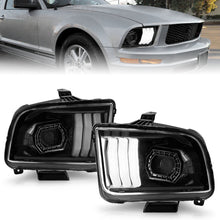 Load image into Gallery viewer, ANZO 05-09 Ford Mustang (w/Factory Halogen HL Only) Projector Headlights w/Light Bar Black Housing Headlights ANZO
